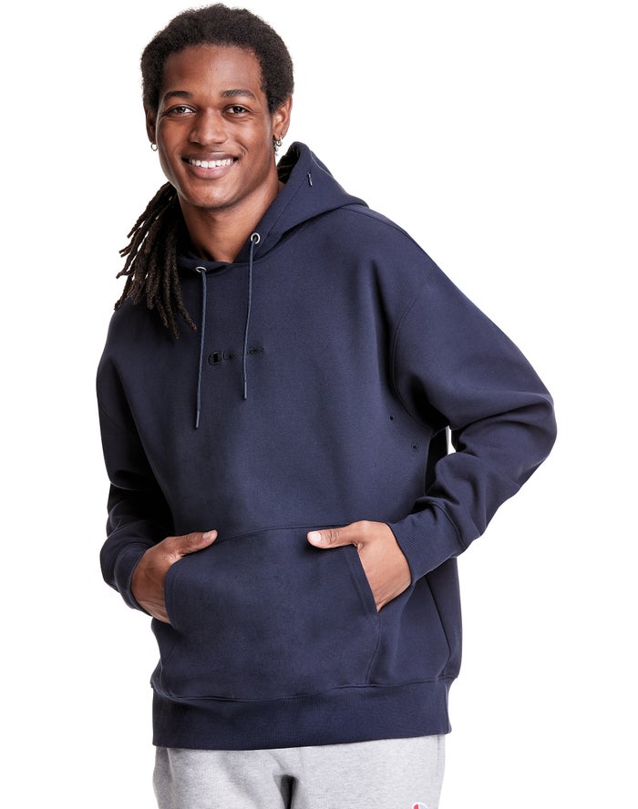 Champion Hoodie Heren - Donkerblauw - Tech Weave Script Logo ( 619724-MLN )